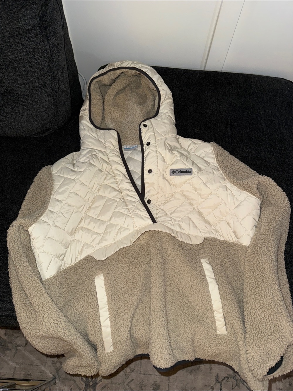 Columbia Women's Cream Quilted & Sherpa Hooded Puffer Jacket